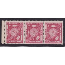 ARGENTINA TIERRA DEL FUEGO GJ 1A CORREO PRIVADO POPPER TIRA DE 3 ESTAMPILLAS NUEVAS MINT U$ 45